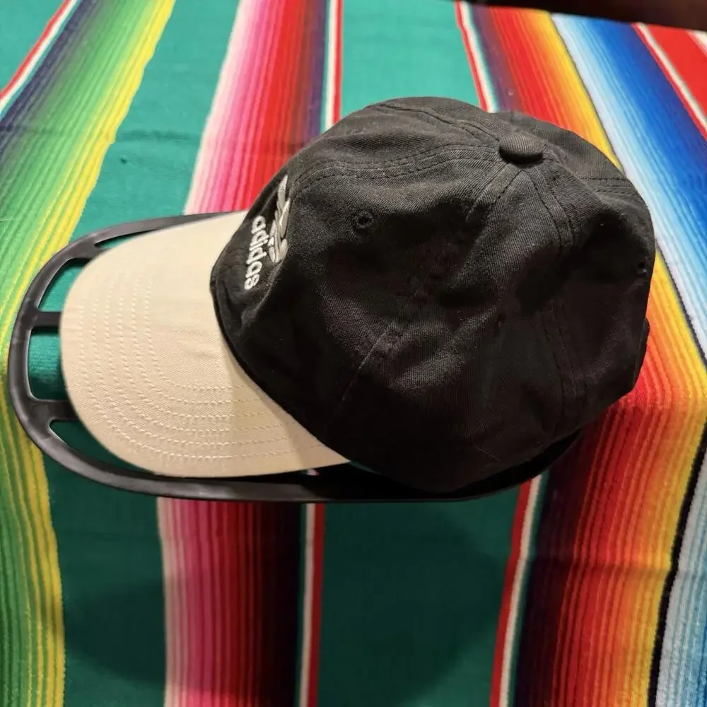 Vintage 00s Adidas Black White Embroidered Front Back Trefoil Strapback Hat OSFA